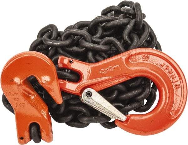 Pewag - 10' Long, 3,500 Lb Basket Capacity, 3,500 Lb Vertical Capacity, Alloy Steel Web Sling - SSG Chain Sling, 9/32" Diam Chain, Silver (Color), with Grab Hook & Sling Hook - Industrial Tool & Supply