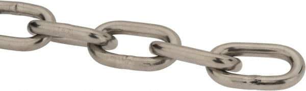 Value Collection - 3/16" Welded Stainless Steel Chain - 1,200 Lb Capacity, Grade 30, Cut to Length, Stainless Steel, Bright Finish - Industrial Tool & Supply