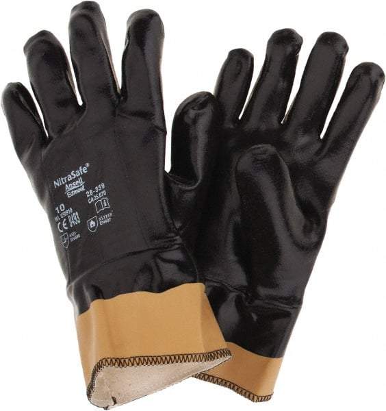 Ansell - Size XL, ANSI Cut Lvl 3, Abrasion Lvl 4, Cut Resistant Gloves - Fully Coated Coated, Black - Industrial Tool & Supply