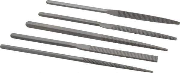 Grobet - 5 Piece Rasp Pattern File Set - 8" Long, Set Includes Half Round, Hand, Round, Square, Three Square - Industrial Tool & Supply