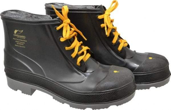 Dunlop Protective Footwear - Men's Size 11 Medium Width Steel Work Boot - Black, Polyurethane, PVC Upper, 6" High, Chemical Resistant, Dielectric, Non-Slip - Industrial Tool & Supply