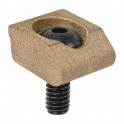 Mitee-Bite - 8-32 Screw Thread, 1/2" Wide x 0.1" High, Smooth Brass Standard Style Screw Mount Toe Clamp - 400 Lb Holding Force, 25" Lb Torque, 2.01 Lb Ft Torque, 11994" Long Extension, 0.016" Throw, 8 Clamps in Package - Industrial Tool & Supply