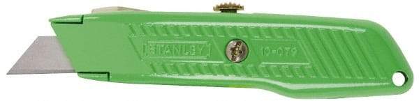 Stanley - Retractable Utility Knife - 2-7/16" Blade, Green Aluminum Handle, 3 Blades Included - Industrial Tool & Supply