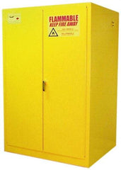 Eagle - 2 Door, 2 Shelf, Yellow Steel Standard Safety Cabinet for Flammable and Combustible Liquids - 65" High x 43" Wide x 34" Deep, Manual Closing Door, 3 Point Key Lock, 90 Gal Capacity - Industrial Tool & Supply
