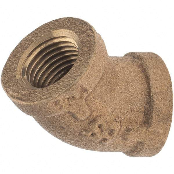 Merit Brass - Class 125, 1/4" Internal Pipe, Brass 45° Street Elbow - FBSPT x FBSPT - Industrial Tool & Supply