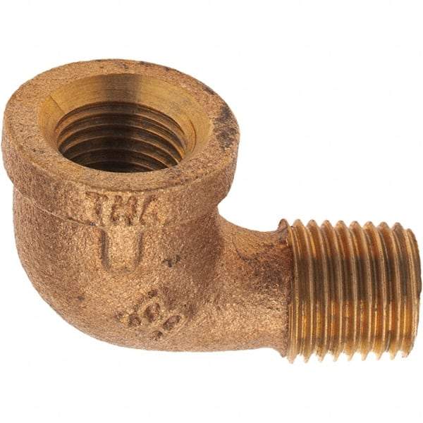 Merit Brass - Class 125, 1/4" Internal Pipe, Brass 90° Street Elbow - FBSPT x MBSPT - Industrial Tool & Supply