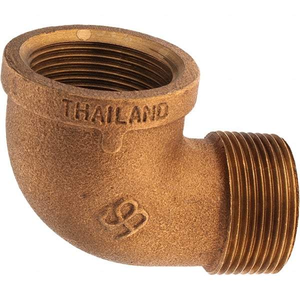 Merit Brass - Class 125, 1-1/4" Internal Pipe, Brass 90° Street Elbow - FBSPT x MBSPT - Industrial Tool & Supply
