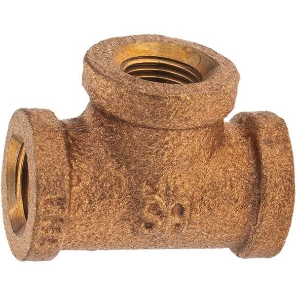 Merit Brass - Class 125, 1/8" Internal Pipe, Brass Tee - FBSPT x FBSPT x FBSPT - Industrial Tool & Supply