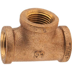 Merit Brass - Class 125, 1/2" Internal Pipe, Brass Tee - FBSPT x FBSPT x FBSPT - Industrial Tool & Supply