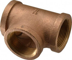 Merit Brass - Class 125, 1-1/2" Internal Pipe, Brass Tee - FBSPT x FBSPT x FBSPT - Industrial Tool & Supply