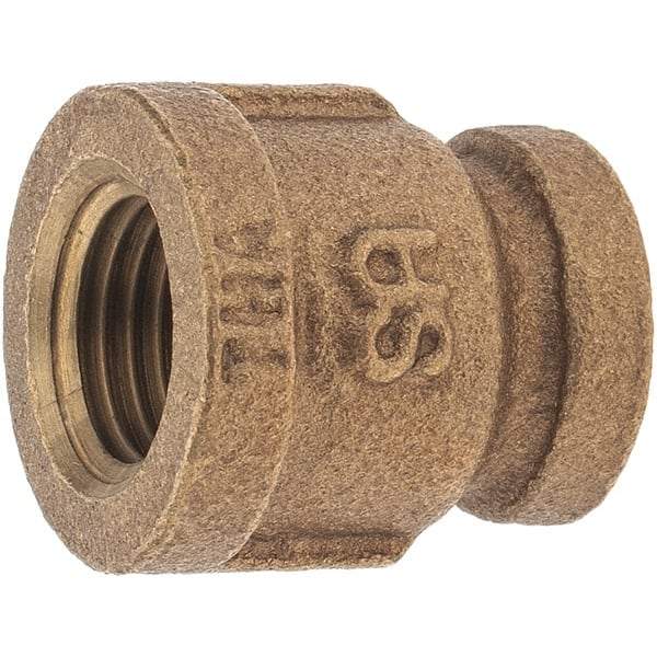 Merit Brass - Class 125, 1/4 x 1/8" Internal Pipe, Brass Reducing Coupling - FBSPT x FBSPT - Industrial Tool & Supply