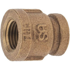 Merit Brass - Class 125, 1/4 x 1/8" Internal Pipe, Brass Reducing Coupling - FBSPT x FBSPT - Industrial Tool & Supply