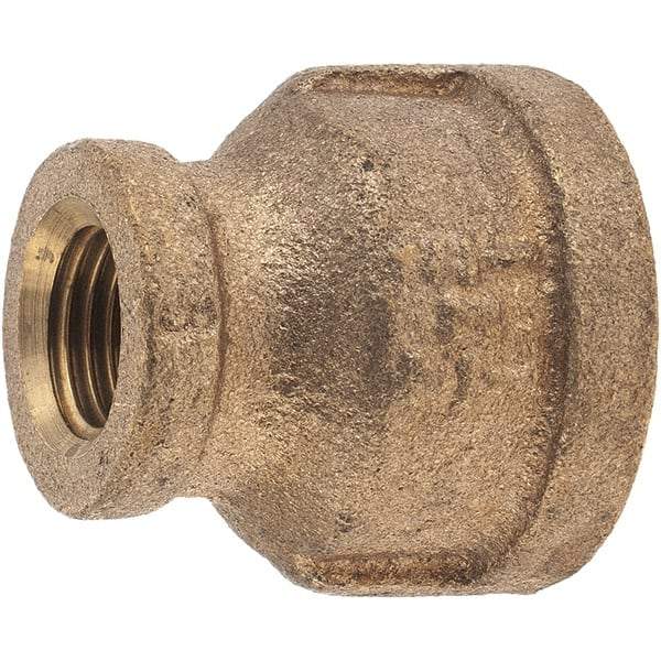 Merit Brass - Class 125, 1/2 x 1/4" Internal Pipe, Brass Reducing Coupling - FBSPT x FBSPT - Industrial Tool & Supply
