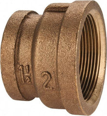 Merit Brass - Class 125, 2 x 1-1/2" Internal Pipe, Brass Reducing Coupling - FBSPT x FBSPT - Industrial Tool & Supply