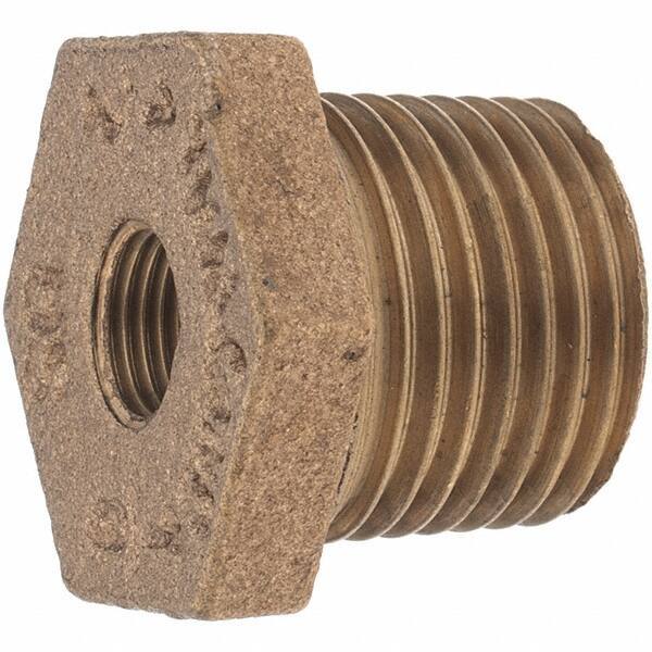 Merit Brass - Class 125, 1/2 x 1/8" Internal Pipe, Brass Hex Bushing - MBSPT x FBSPT - Industrial Tool & Supply