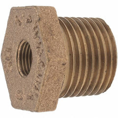 Merit Brass - Class 125, 1/2 x 1/8" Internal Pipe, Brass Hex Bushing - MBSPT x FBSPT - Industrial Tool & Supply