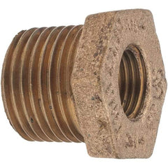 Merit Brass - Class 125, 1/2 x 1/4" Internal Pipe, Brass Hex Bushing - MBSPT x FBSPT - Industrial Tool & Supply