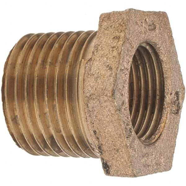 Merit Brass - Class 125, 1/2 x 3/8" Internal Pipe, Brass Hex Bushing - MBSPT x FBSPT - Industrial Tool & Supply