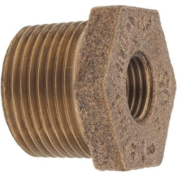 Merit Brass - Class 125, 3/4 x 1/4" Internal Pipe, Brass Hex Bushing - MBSPT x FBSPT - Industrial Tool & Supply