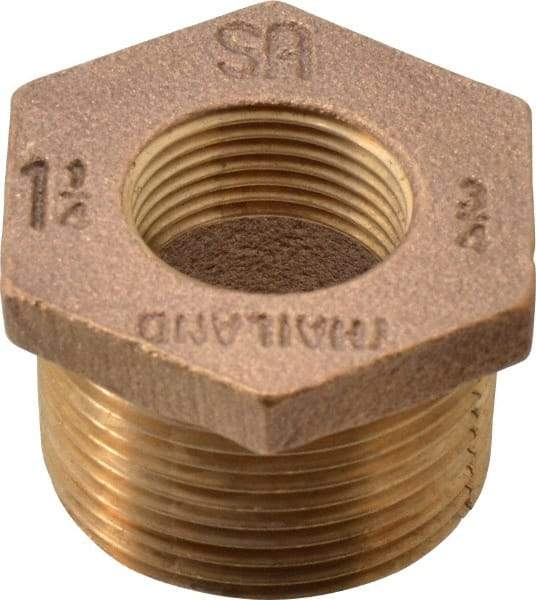 Merit Brass - Class 125, 1-1/4 x 3/4" Internal Pipe, Brass Hex Bushing - MBSPT x FBSPT - Industrial Tool & Supply