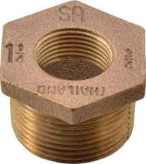 Merit Brass - Class 125, 1-1/4 x 3/4" Internal Pipe, Brass Hex Bushing - MBSPT x FBSPT - Industrial Tool & Supply