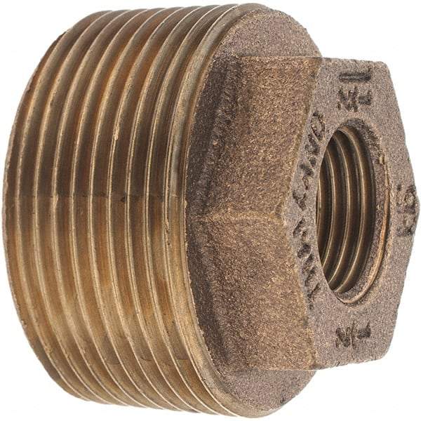 Merit Brass - Class 125, 1-1/2 x 1/2" Internal Pipe, Brass Hex Bushing - MBSPT x FBSPT - Industrial Tool & Supply