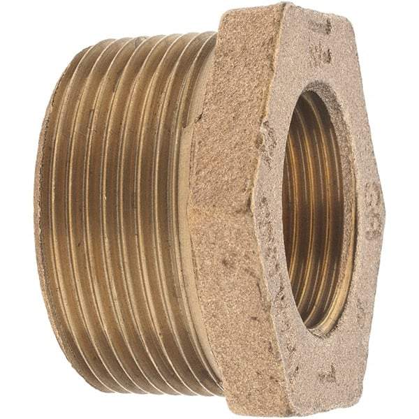 Merit Brass - Class 125, 1-1/2 x 1" Internal Pipe, Brass Hex Bushing - MBSPT x FBSPT - Industrial Tool & Supply