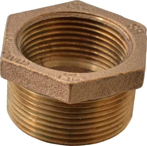 Merit Brass - Class 125, 1-1/2 x 1-1/4" Internal Pipe, Brass Hex Bushing - MBSPT x FBSPT - Industrial Tool & Supply