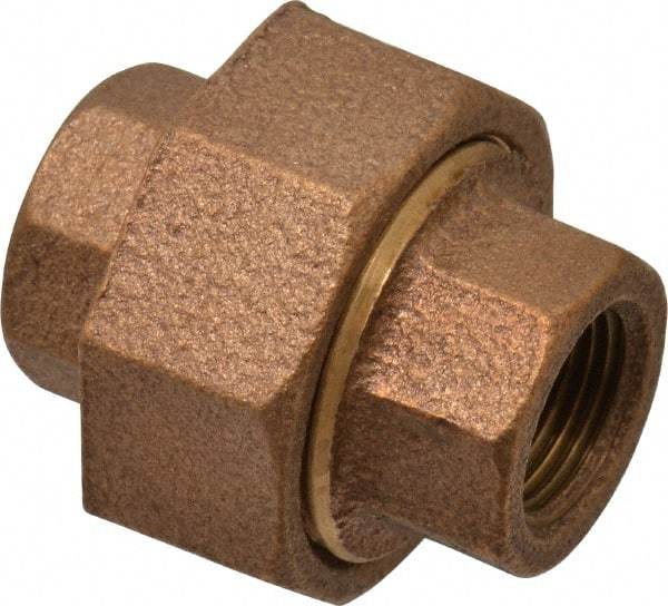 Merit Brass - Class 125, 3/8" Internal Pipe, Brass Union - FBSPT x FBSPT - Industrial Tool & Supply