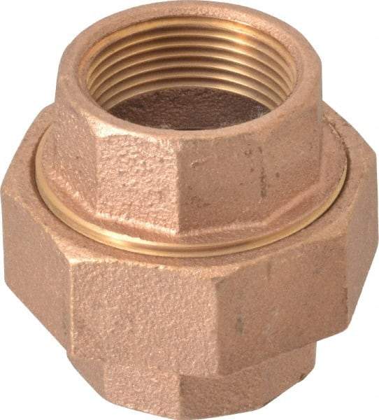 Merit Brass - Class 125, 1-1/4" Internal Pipe, Brass Union - FBSPT x FBSPT - Industrial Tool & Supply