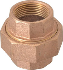 Merit Brass - Class 125, 1-1/4" Internal Pipe, Brass Union - FBSPT x FBSPT - Industrial Tool & Supply