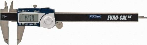 Fowler - 0 to 150mm Range, 0.01mm Resolution, IP54 Electronic Caliper - Stainless Steel with 1-1/2" Stainless Steel Jaws, 0.02mm Accuracy - Industrial Tool & Supply