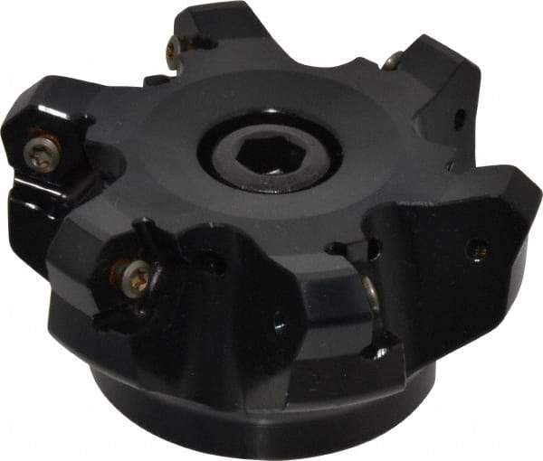 Kennametal - 3" Cut Diam, 1" Arbor Hole, 4.51mm Max Depth of Cut, 45° Indexable Chamfer & Angle Face Mill - 6 Inserts, HNGJ 535-GD Insert, Right Hand Cut, 6 Flutes, Through Coolant, Series KSHR - Industrial Tool & Supply