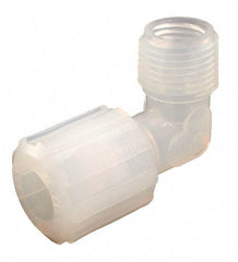 Parker - 3/8" Tube OD, PFA PTFE Plastic Compression Tube Female Adapter Elbow - 3/4 NPT Pipe, 300°F Max, Plastic Grip - Industrial Tool & Supply