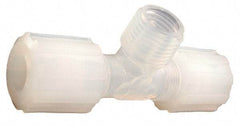 Parker - 3/8" Tube OD, PFA PTFE Plastic Compression Tube Male Branch Tee - 3/8 NPT Pipe, 300°F Max, Plastic Grip - Industrial Tool & Supply