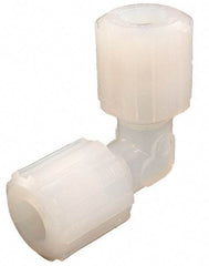 Parker - 1/4" Tube OD, PFA PTFE Plastic Compression Tube Union Elbow - 300°F Max, Plastic Grip - Industrial Tool & Supply