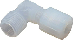 Parker - 3/8" Tube OD, PFA PTFE Plastic Compression Tube Male Adapter Elbow - 1/2 NPT Pipe, 325°F Max, Plastic Grip - Industrial Tool & Supply