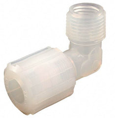 Parker - 1/4" Tube OD, PFA PTFE Plastic Compression Tube Male Adapter Elbow - 1/2 NPT Pipe, 325°F Max, Plastic Grip - Industrial Tool & Supply