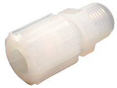 Parker - 1/4" Tube OD, PFA PTFE Plastic Compression Tube Male Straight Adapter - 1/2 NPT Pipe, 300°F Max, Plastic Grip - Industrial Tool & Supply