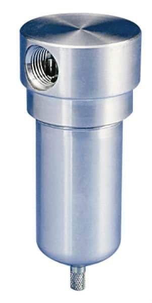 Parker - 1/2" Port, 5.56" High x 2.38" Wide, FRL Filter with Stainless Steel Bowl & Manual Drain - 45 SCFM, 300 Max psi, 180°F Max, 4 oz Bowl Capacity - Industrial Tool & Supply