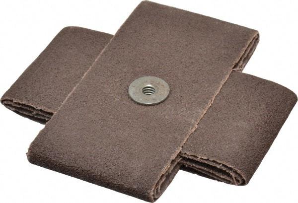 Made in USA - 60 Grit, Medium Grade, Aluminum Oxide Cross Pad - 4" Long x 2" Wide x 2" Thick, Cloth Backed, X Backing Weight, 10 Ply, 12,000 Max RPM - Industrial Tool & Supply