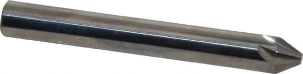 Made in USA - 1/4" Head Diam, 1/4" Shank Diam, 6 Flute 60° Solid Carbide Countersink - Bright Finish, 2" OAL, 0.078" Nose Diam, Single End, Straight Shank, Right Hand Cut - Industrial Tool & Supply