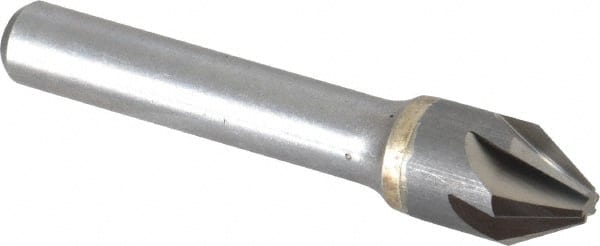 Made in USA - 1/2" Head Diam, 3/8" Shank Diam, 6 Flute 60° Solid Carbide Countersink - Industrial Tool & Supply