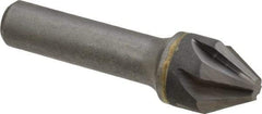 Made in USA - 3/4" Head Diam, 1/2" Shank Diam, 6 Flute 60° Solid Carbide Countersink - Bright Finish, 2-3/4" OAL, 1/4" Nose Diam, Single End, Straight Shank, Right Hand Cut - Industrial Tool & Supply