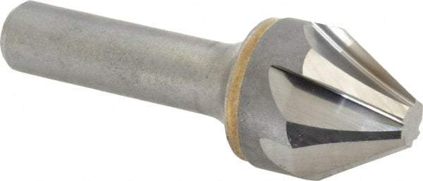 Made in USA - 1" Head Diam, 1/2" Shank Diam, 6 Flute 60° Solid Carbide Countersink - Bright Finish, 3" OAL, 0.328" Nose Diam, Single End, Straight Shank, Right Hand Cut - Industrial Tool & Supply