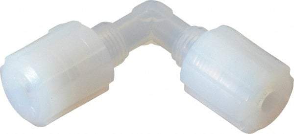 Parker - 1/4" Tube OD, PFA PTFE Plastic Compression Tube Union Elbow - 325°F Max, Plastic Grip - Industrial Tool & Supply