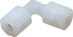 Parker - 3/8" Tube OD, PFA PTFE Plastic Compression Tube Union Elbow - 325°F Max, Plastic Grip - Industrial Tool & Supply
