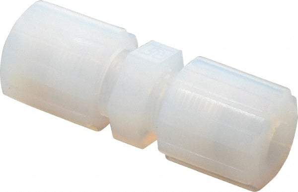 Parker - 3/8" Tube OD, PFA PTFE Plastic Compression Tube Union - 325°F Max, Plastic Grip - Industrial Tool & Supply