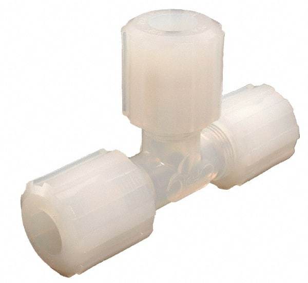 Parker - 3/8" Tube OD, PFA PTFE Plastic Compression Tube Union Tee - 325°F Max, Plastic Grip - Industrial Tool & Supply