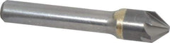 Made in USA - 1/2" Head Diam, 3/8" Shank Diam, 6 Flute 82° Solid Carbide Countersink - Bright Finish, 2-1/2" OAL, 0.109" Nose Diam, Single End, Straight Shank, Right Hand Cut - Industrial Tool & Supply